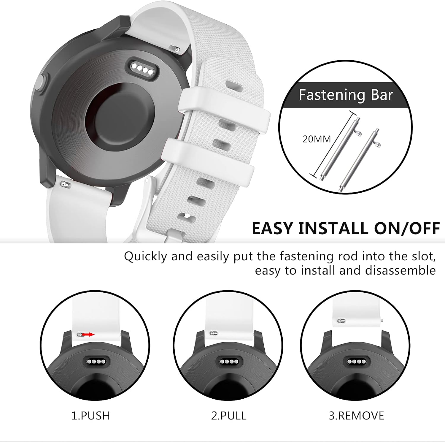 Thumbnail 4 de OVERSTEP 20mm Soft Silicone Replacement Strap for Garmin and Samsung Smartwatches