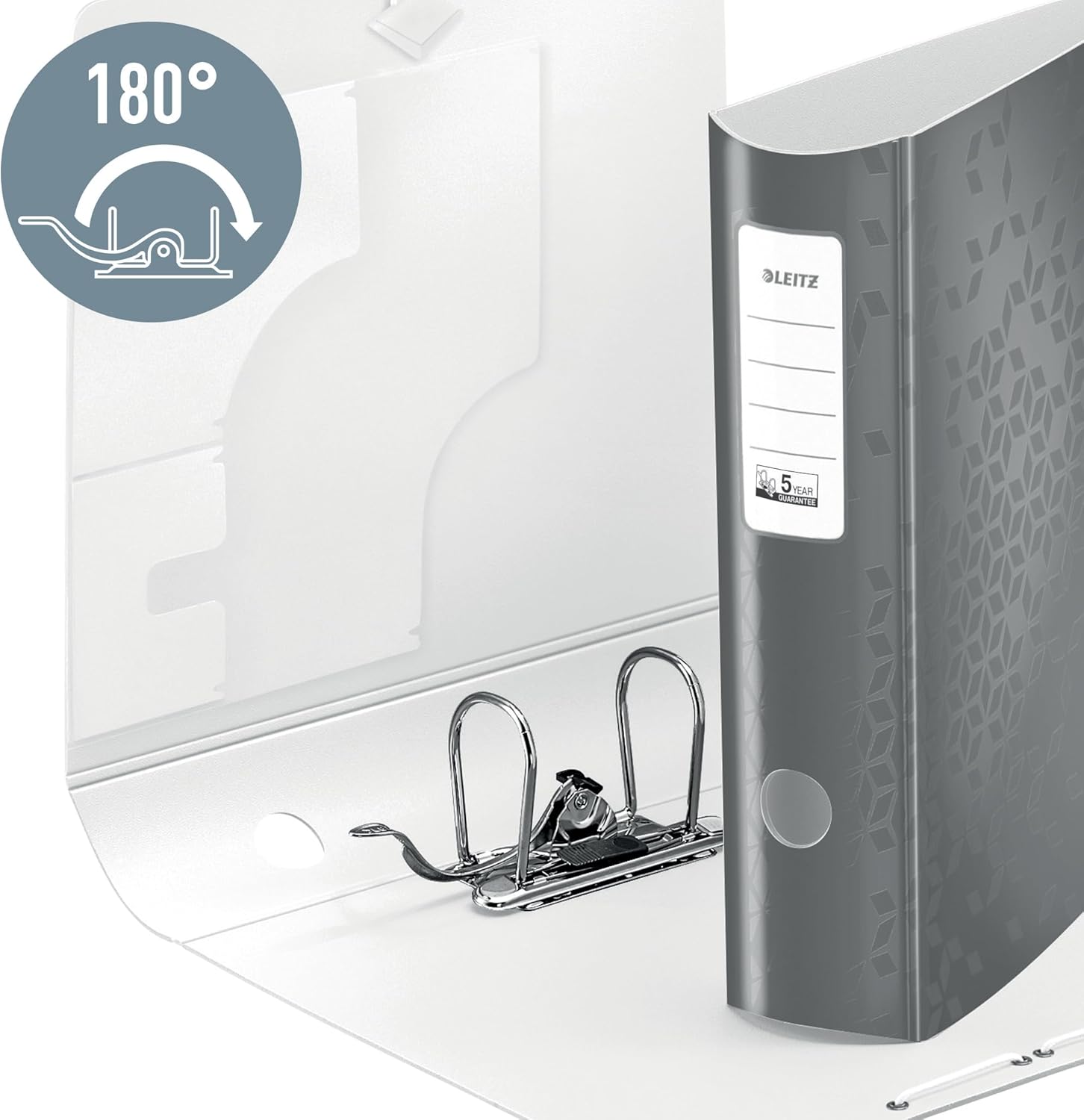 Detalle de Leitz Qualitäts-Ordner 180° Active WOW – 5er Pack, A4, Schwarz (11060095)