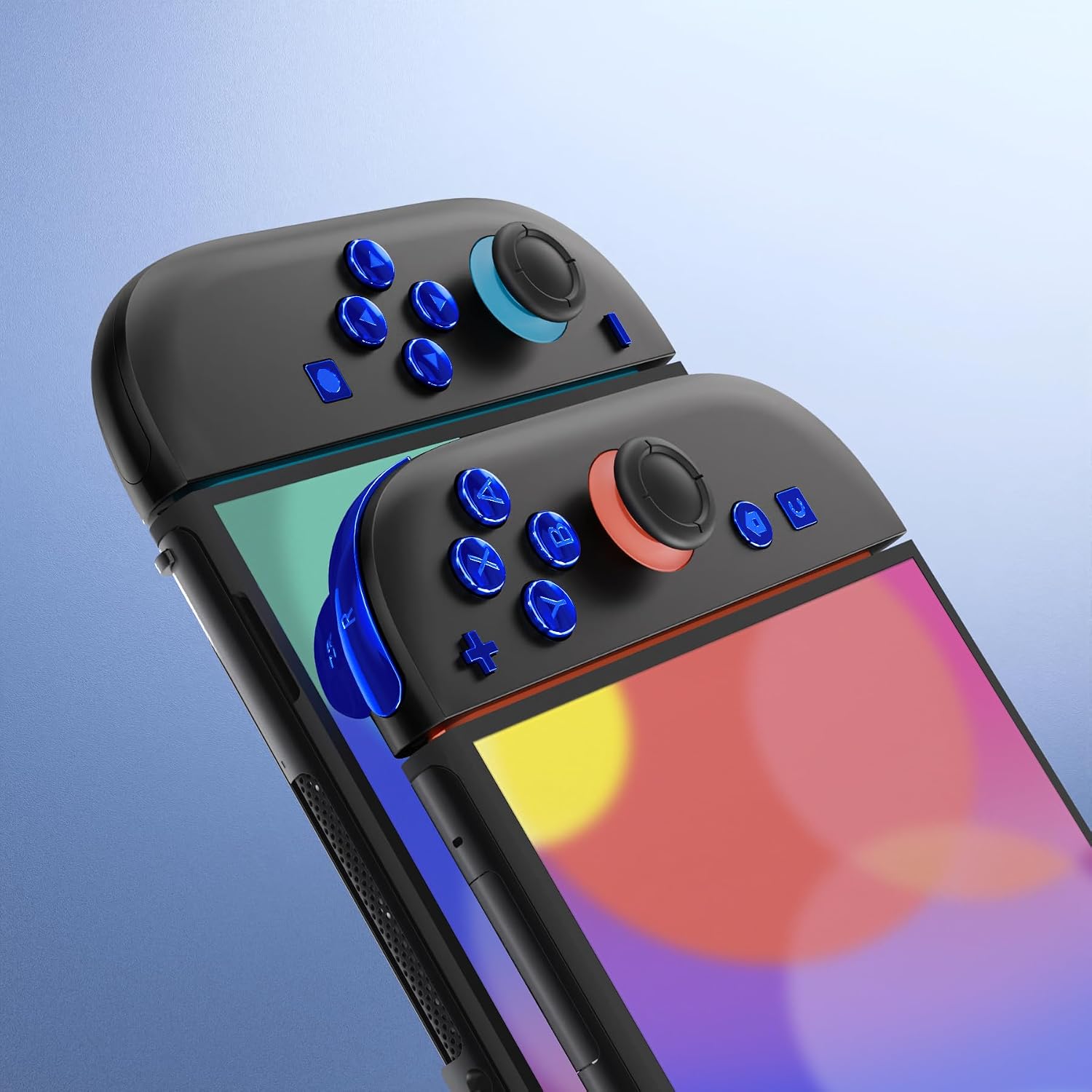 Detalle de eXtremeRate DIY Replacement Full Set Buttons for Joycon 2 (Chrome Blue) – Precision Ab XY D-Pad + Home/Capture/Release