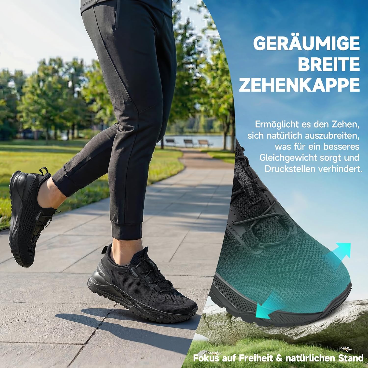 Thumbnail 2 de Sosenfer Slip-on Sneakers Herren – Breite Füße, atmungsaktives Obermaterial, rutschfeste Sohle