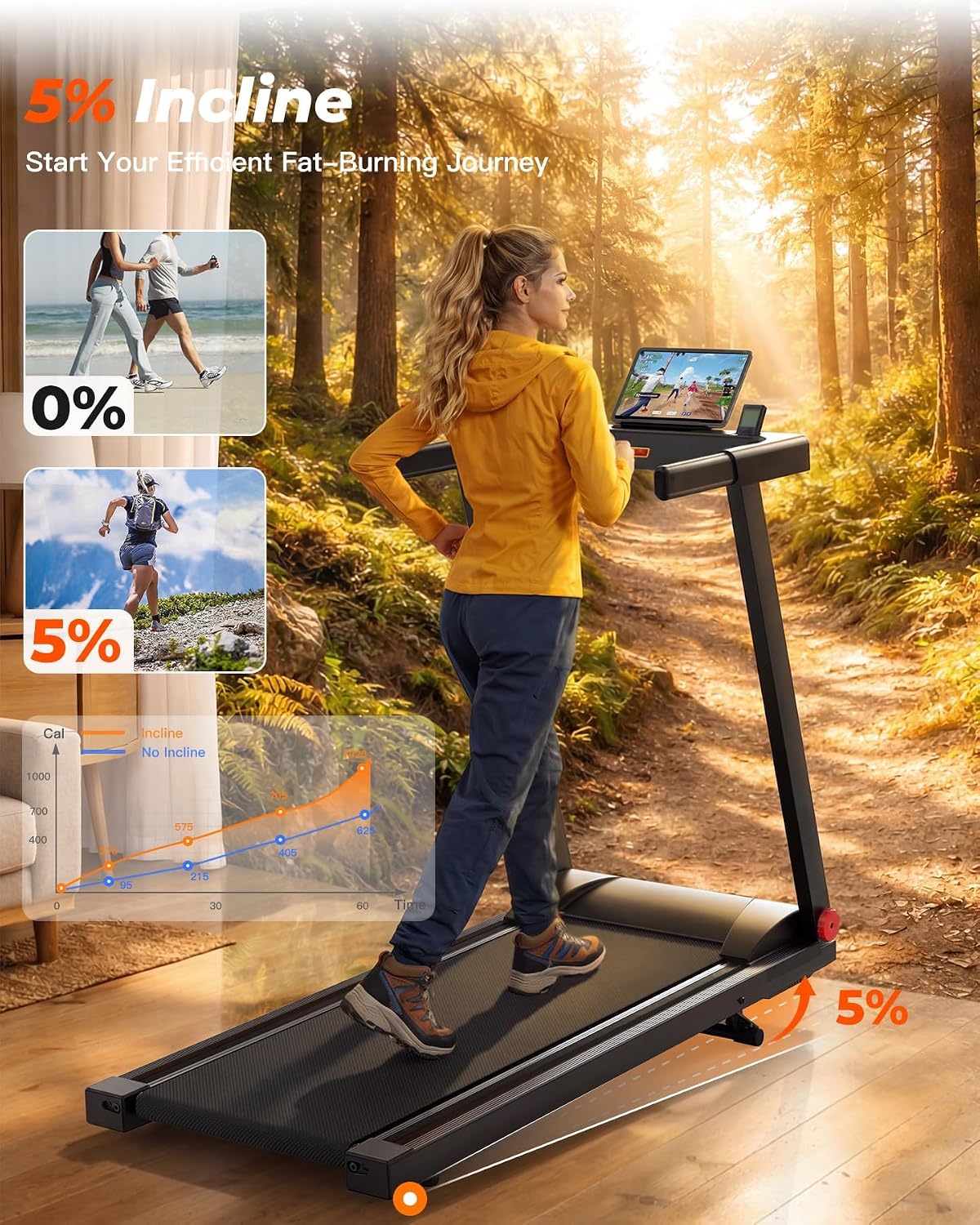 Detalle de Superun Treadmills for Home with Incline and Handles, 3.5 HP Foldable Walking Pad