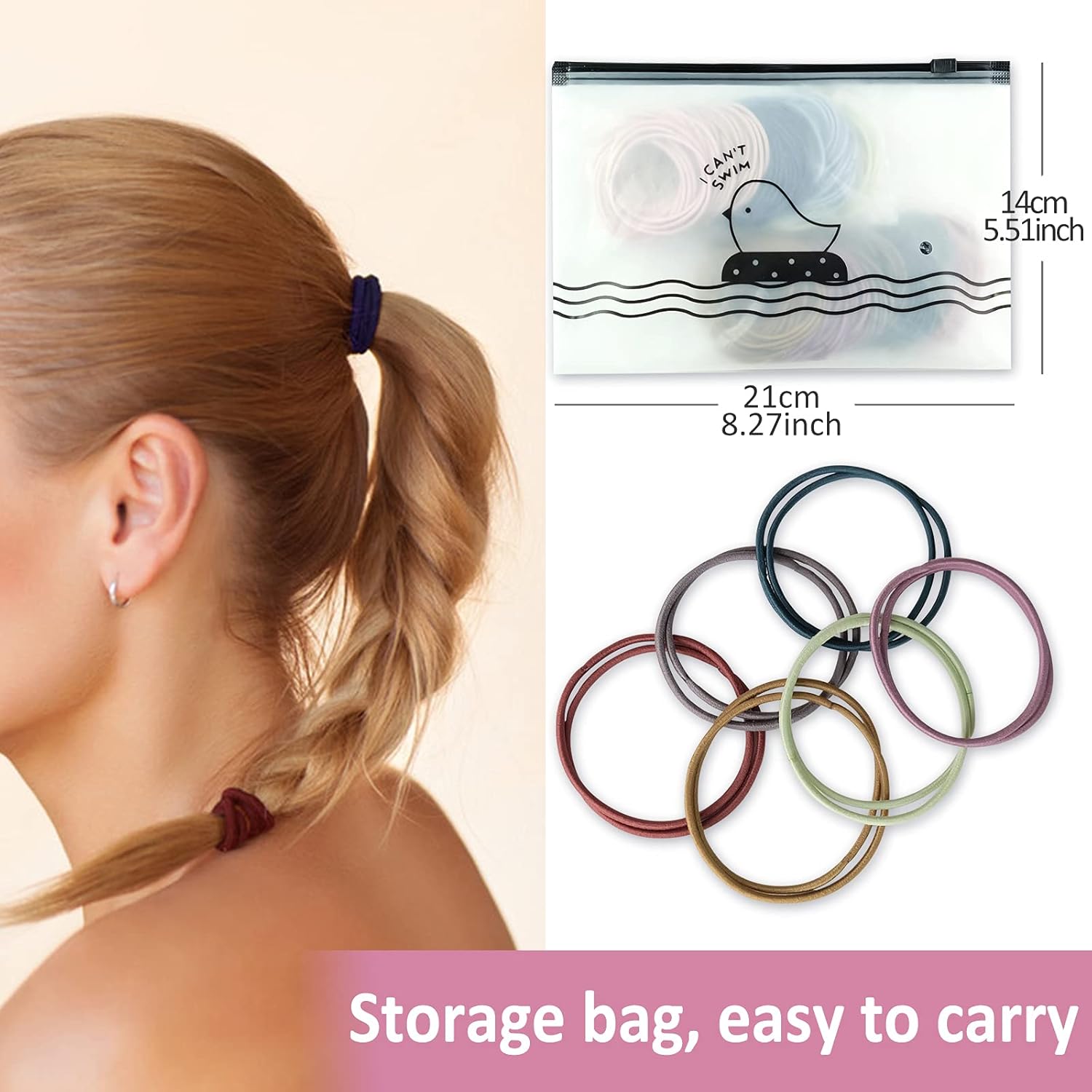 Detalle de Hanyousheng – 200 bandes élastiques multicolores pour cheveux (sans métal), diamètre 4,5 cm