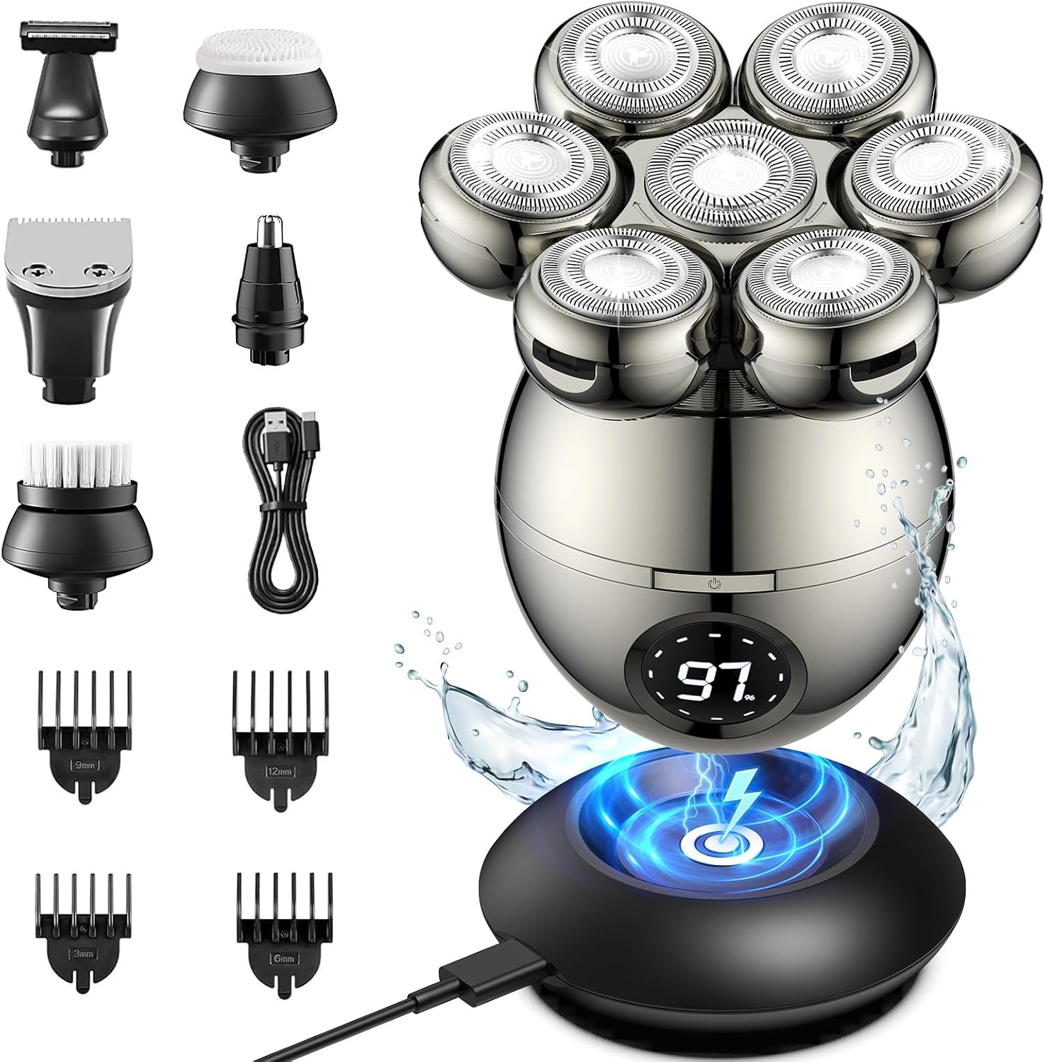 Detalle de ETENTOUS Head Shaver 6-in-1, IPX7 90 mins