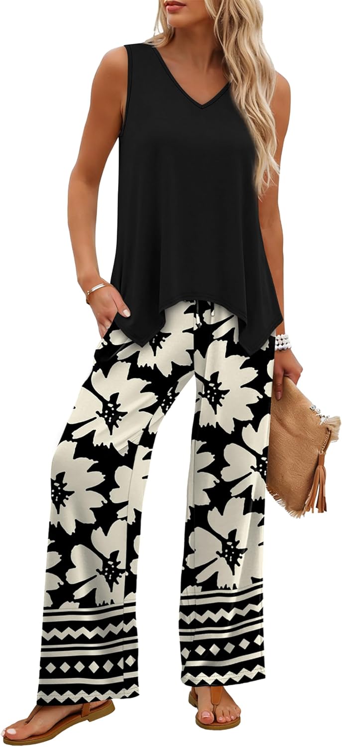 Detalle de WIHOLL Two Piece Sets for Women: Dressy Lounge Set for Summer and Travel