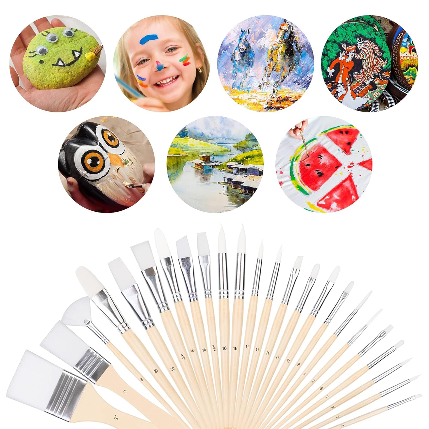 Thumbnail 5 de Lot de 24 pinceaux Amazon Basics en bois, 24 tailles pour peinture (adultes et enfants)