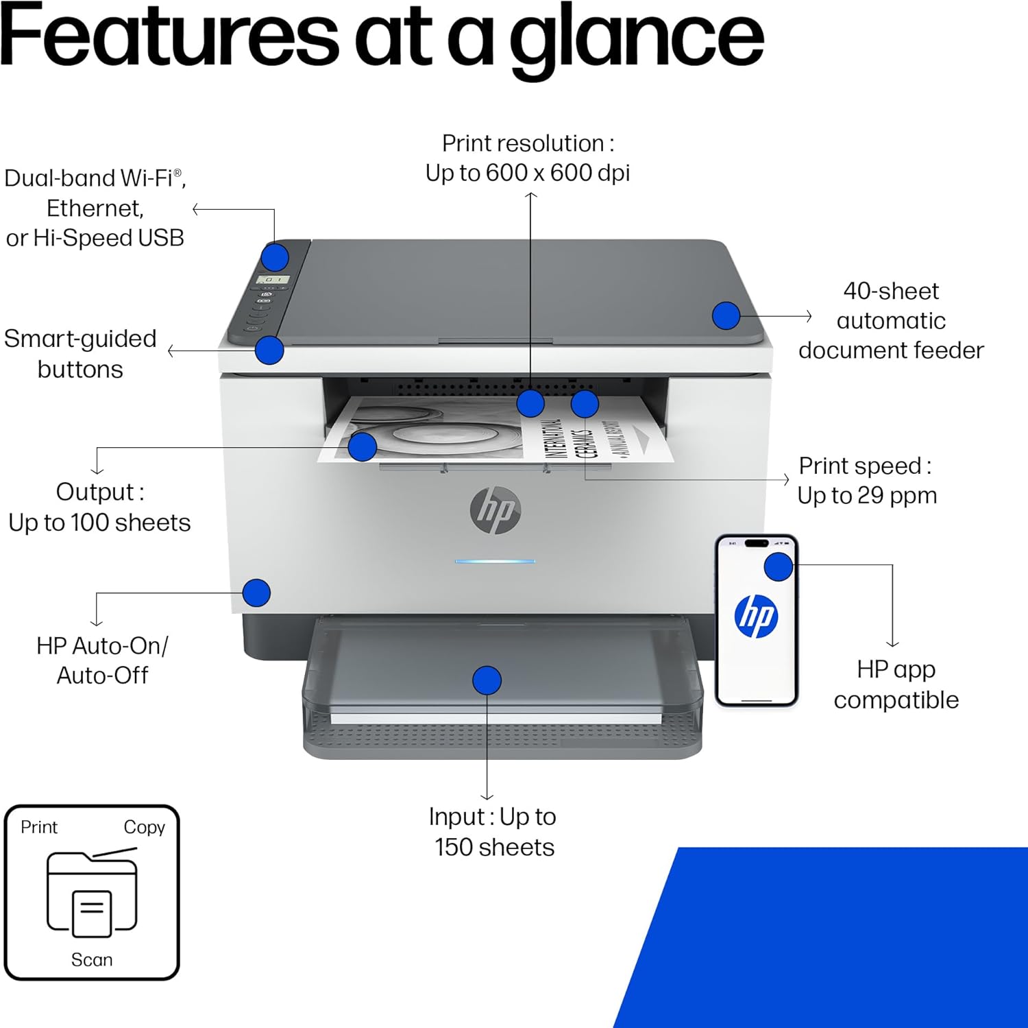Thumbnail 3 de HP LaserJet M234dw Wireless Black & White Multi-function Printer