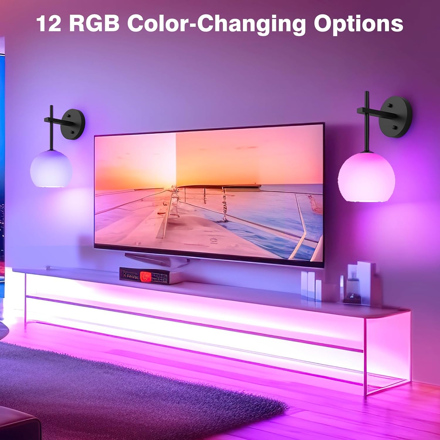 Detalle 2 de MOITA WS-001 Battery-Operated Wall Sconces, Set of 2 with Remote and RGB