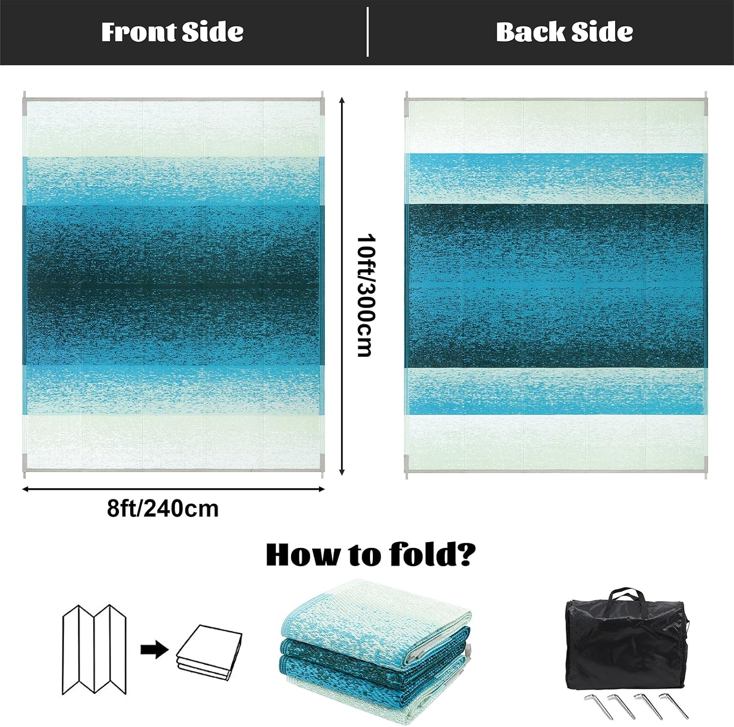 Thumbnail 1 de Enyhom Outdoor Rug Waterproof 240 x 300 cm: Reversible, Lightweight & UV-Resistant Patio Carpet