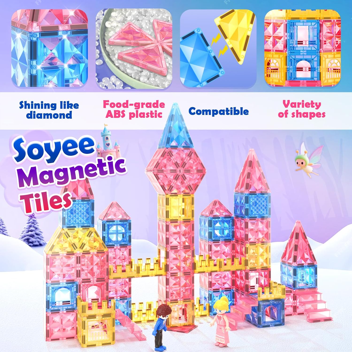 Thumbnail 2 de Soyee Diamond Magnetic Tiles: Princess Castle magnetic building blocks for ages 3–12