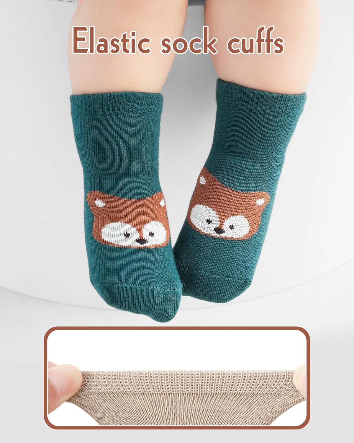 Thumbnail 3 de Kyopp 5/10 Paar Baby- und Kleinkinder-Socken mit ABS-Noppen – rutschfeste Crew Socken (Tiermotive)