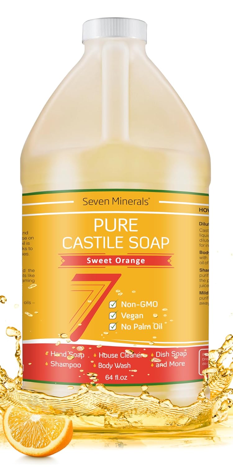 Detalle 2 de Seven Minerals EWG Verified Castile Soap (1 Gallon) — Unscented, No Palm Oil, Vegan, Mild & Gentle