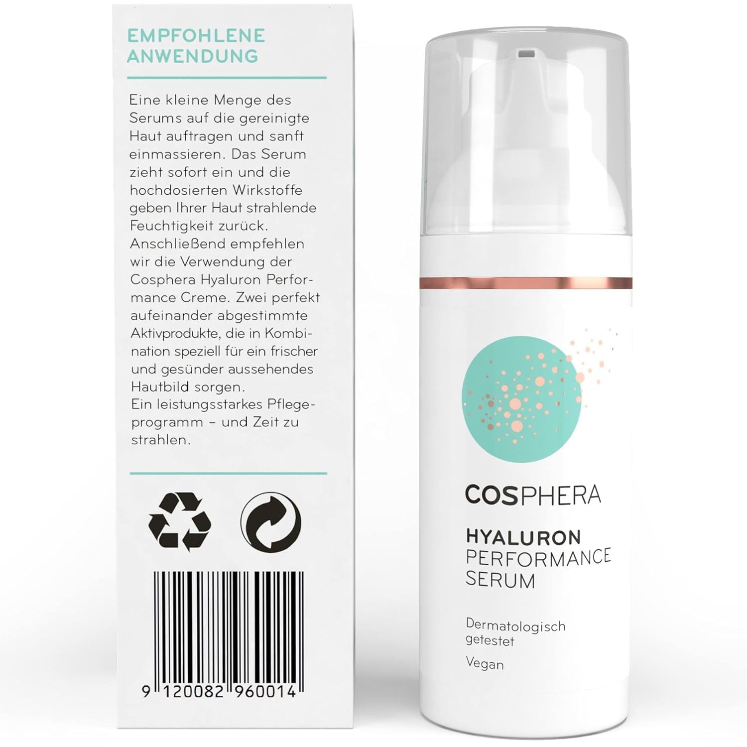 Detalle de Cosphera Hyaluron Serum hochdosiert 50 ml (vegan) – für Gesicht, Augen, Hals & Décolleté, auch für Microneedling