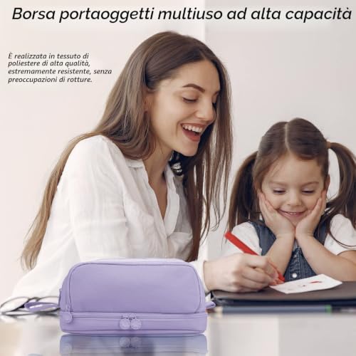 Thumbnail 6 de Eucomir Astuccio Grande 3+1 Scomparti Viola Scuro – Organizza Penne, Matite e Accessori