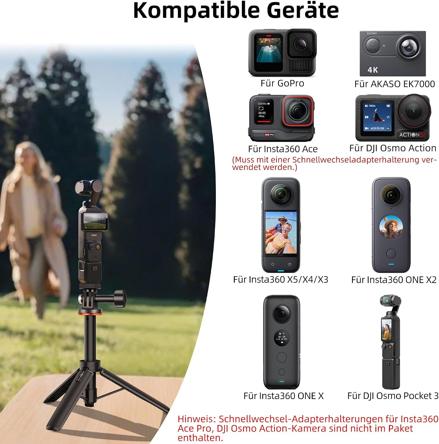 Detalle 2 de 51cm Selfie Stick Stativ für GoPro Hero 14/13/12/11/Max
