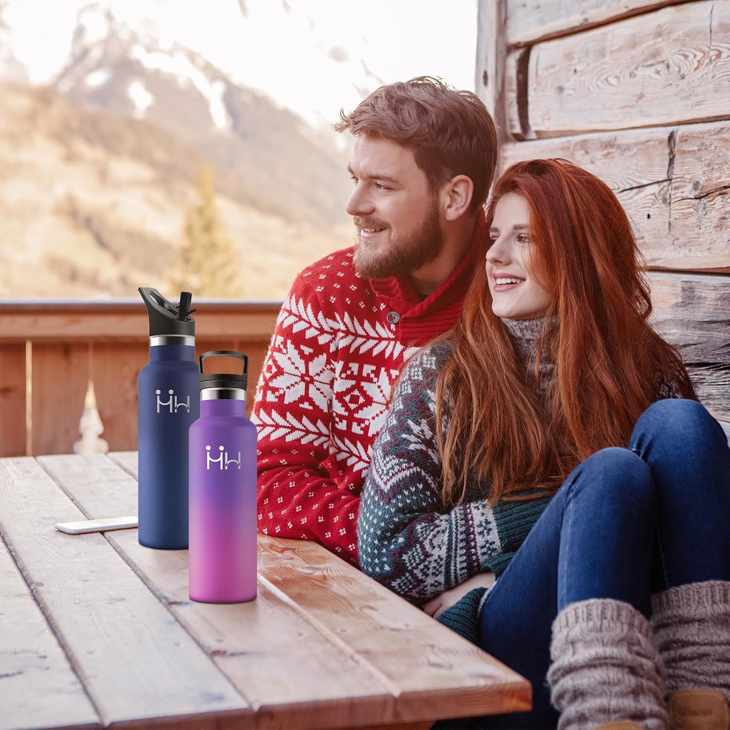 Detalle 2 de Motswedi Borraccia Termica da 750 ml in acciaio inox 18/8 con cannuccia e doppia tapa, senza BPA (blu scuro)