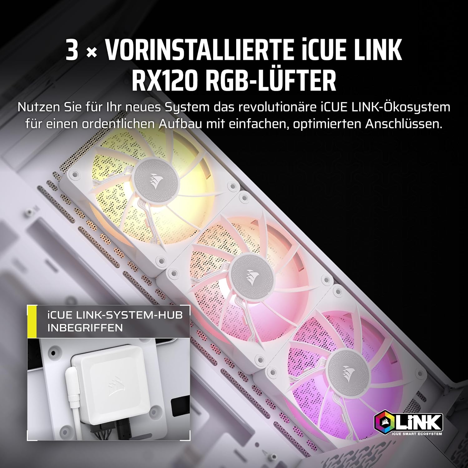 Thumbnail 3 de CORSAIR iCUE LINK 3500X RGB – Midi-Tower mit gehärtetem Glas, 3x RX120-Lüfter inkl. iCUE LINK System-Hub