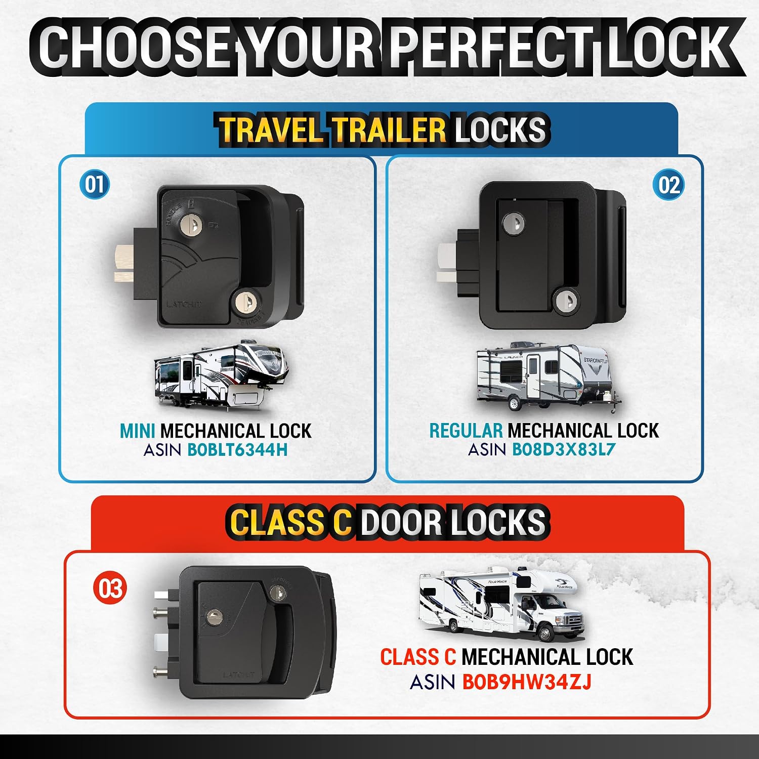 Detalle de LATCH.IT Black RV Door Lock Replacement 2.75" ๐