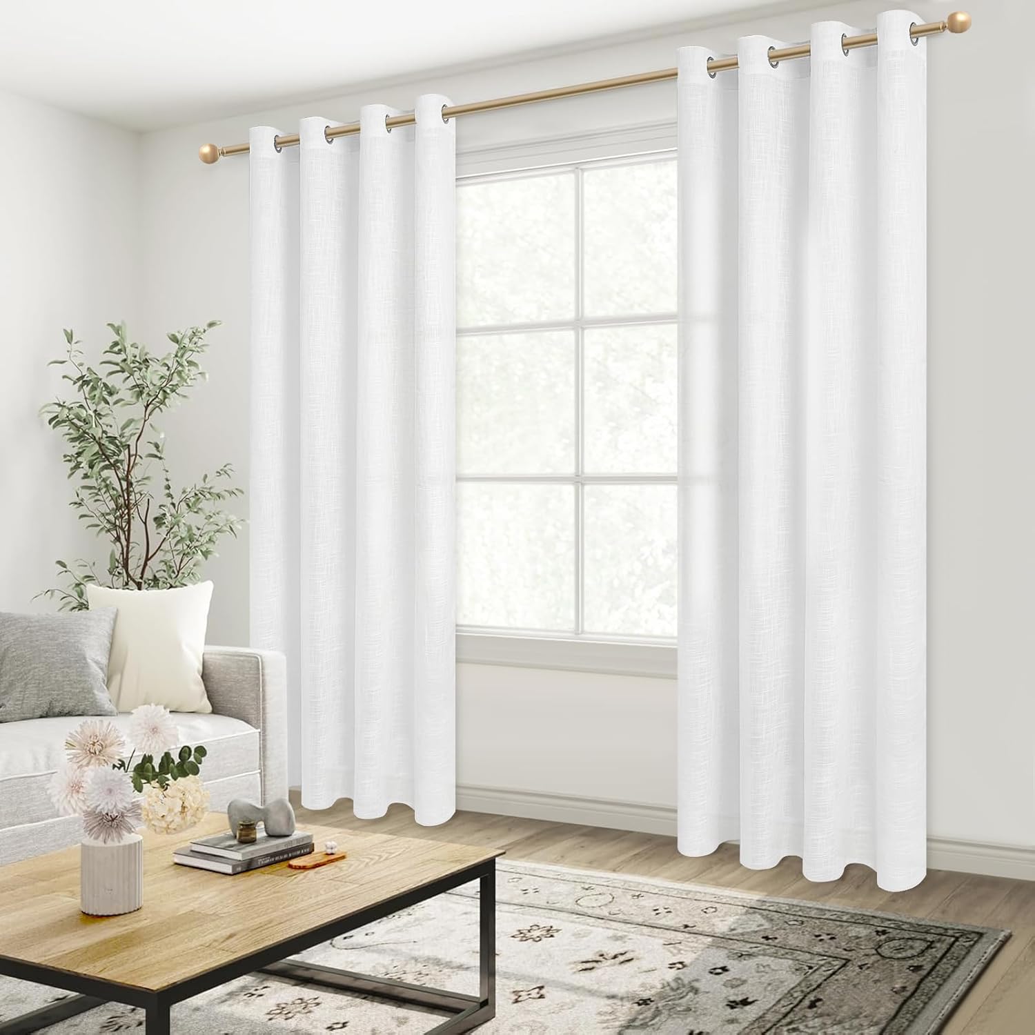 Thumbnail 6 de MRTREES Cortinas Blancas Translucidas Efecto Lino 2 Piezas 🏡