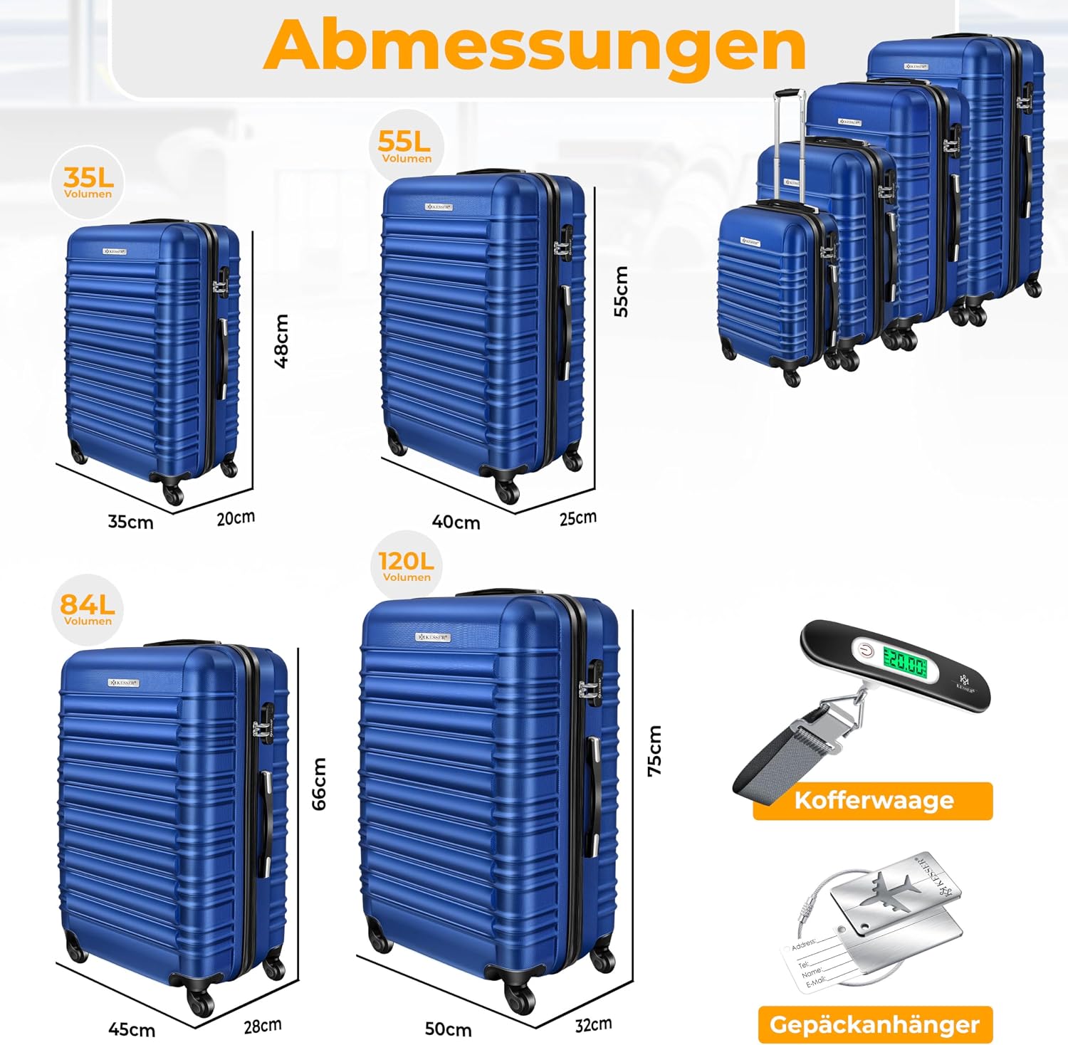 Thumbnail 1 de KESSER 4tlg. Hartschalenkofferset – ABS-Hartschalenkoffer inkl. TSA-Lock, Kofferwaage & Gepäckanhänger