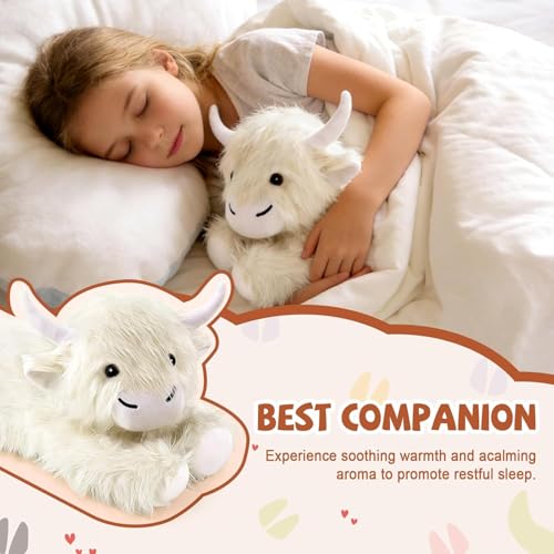 Detalle de Highland Cow Heatable Weighted Plush with Lavender Scent by HBPLN