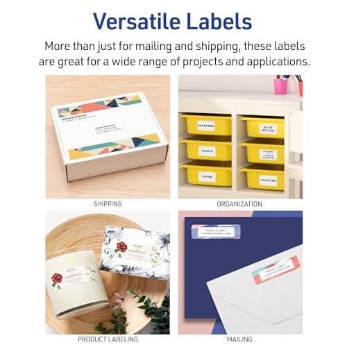 Detalle de Avery Easy Peel Address Labels, Inkjet Printers, White, 1" x 2-5/8", Box of 750 (08160)