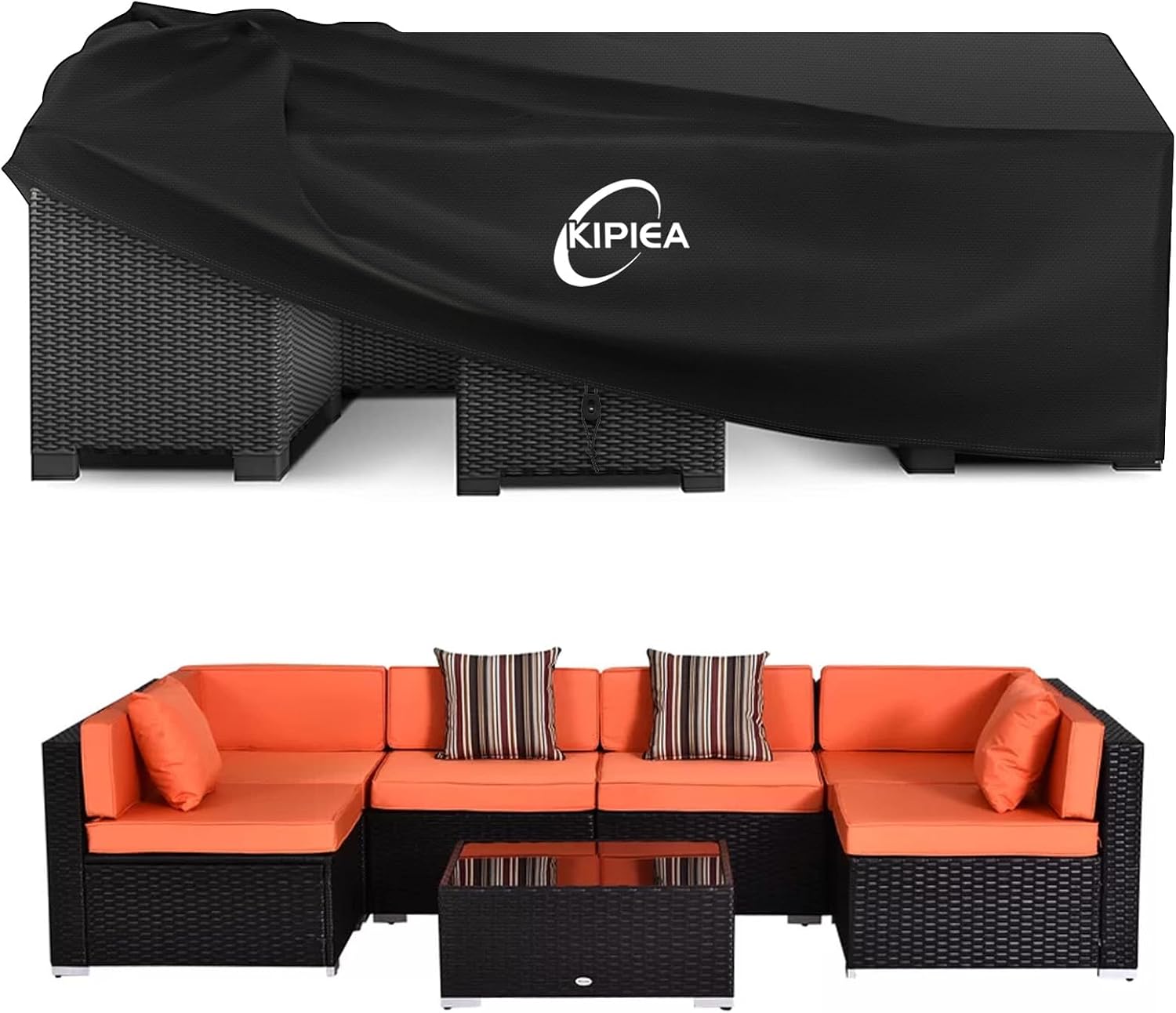 Detalle de Kipiea 110" L x 84" W x 28" H / 280x213x71cm Patio Furniture Cover, 600D