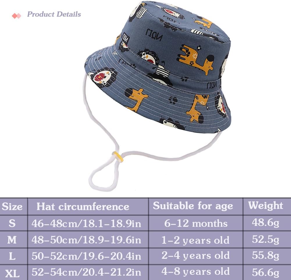 Detalle de Malaxlx Baby Toddler Kids Bucket Sun Hat with Cute Print – UV Protective Summer Essential
