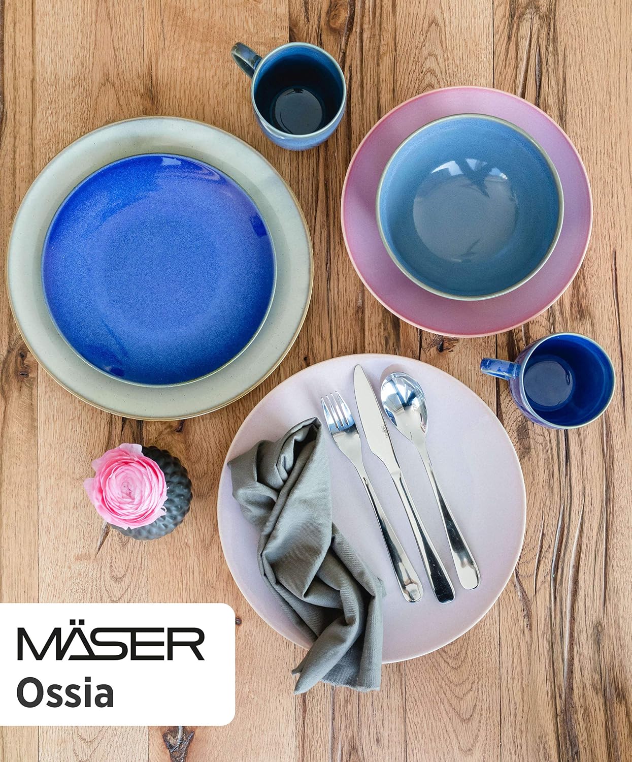 Detalle de MÄSER 931736 – 16-elementowy zestaw naczyń dla 4 osób, ceramika