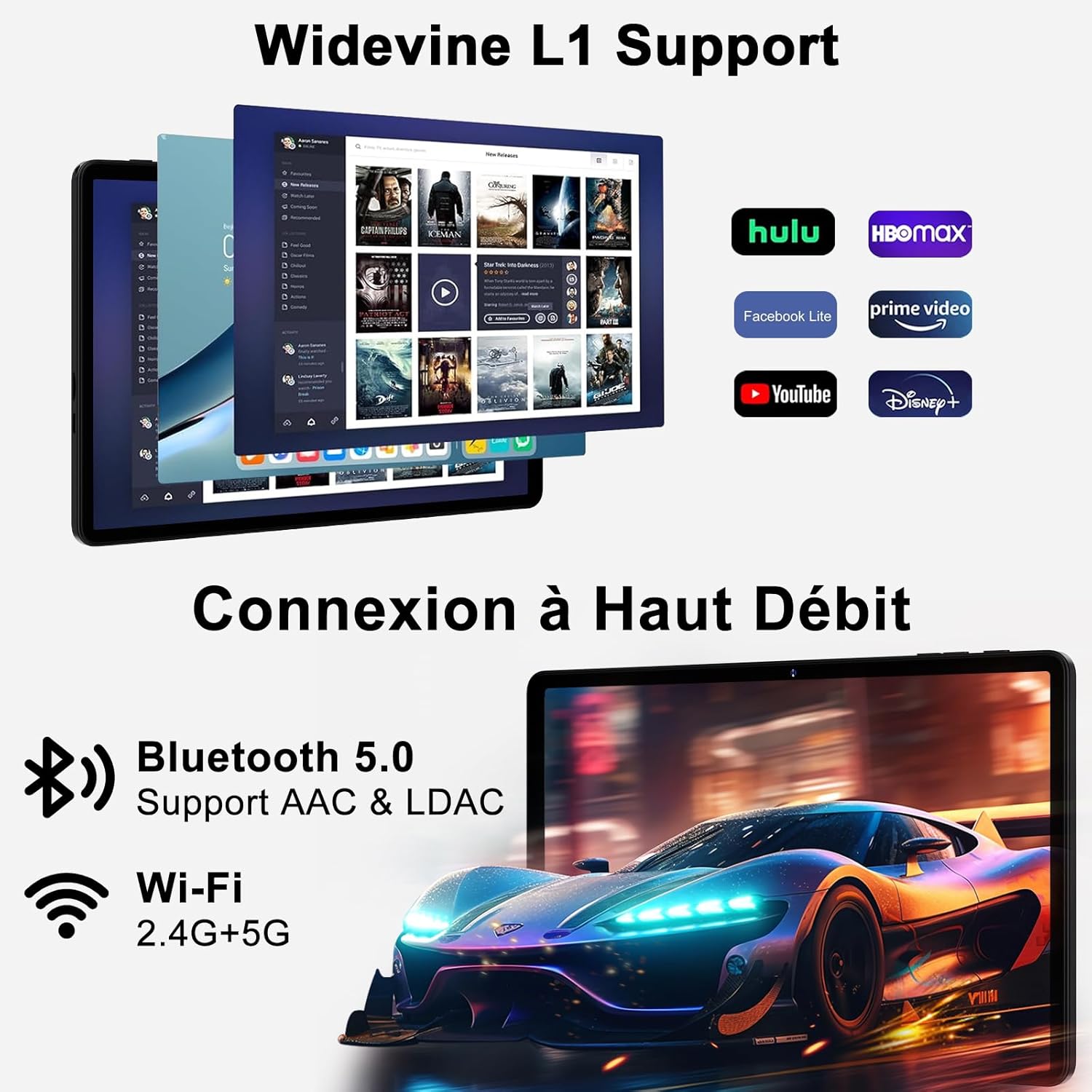 Thumbnail 4 de Nouvelle tablette Android 11 pouces 2026 : 24 Go RAM, 256 Go ROM extensible (jusqu’à 2 To) avec 5G WiFi 6, Widevine L1