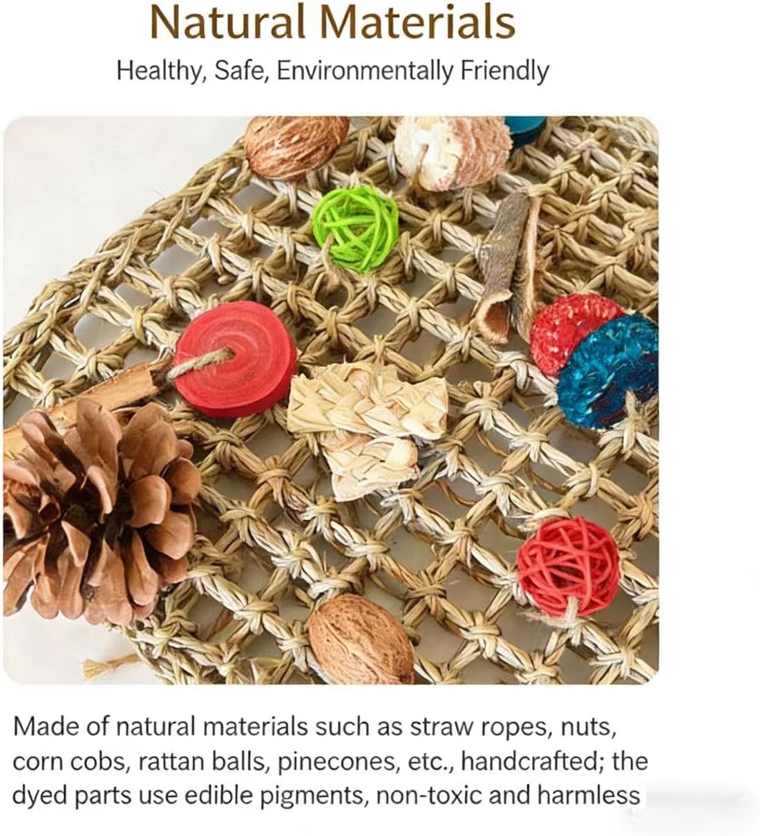 Detalle de ZYYRSS woven seagrass climbing hammock mat bird toy for small to medium caged birds