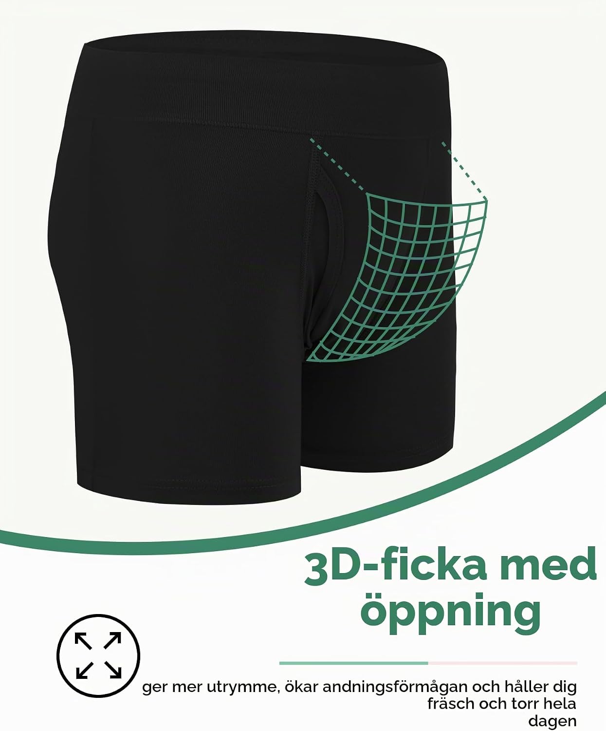 Detalle 2 de INNERSY boxershorts för pojkar i bambu med gylf, 116–176, 6-pack