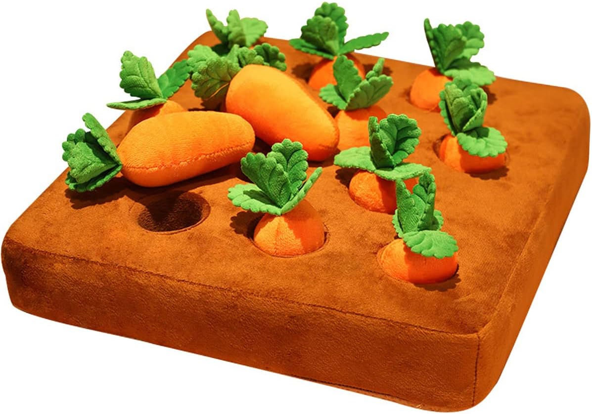 Detalle de Gatphy Carrot Snuffle Mat for Dogs – Non-Slip Interactive Plush Carrot Patch Toy
