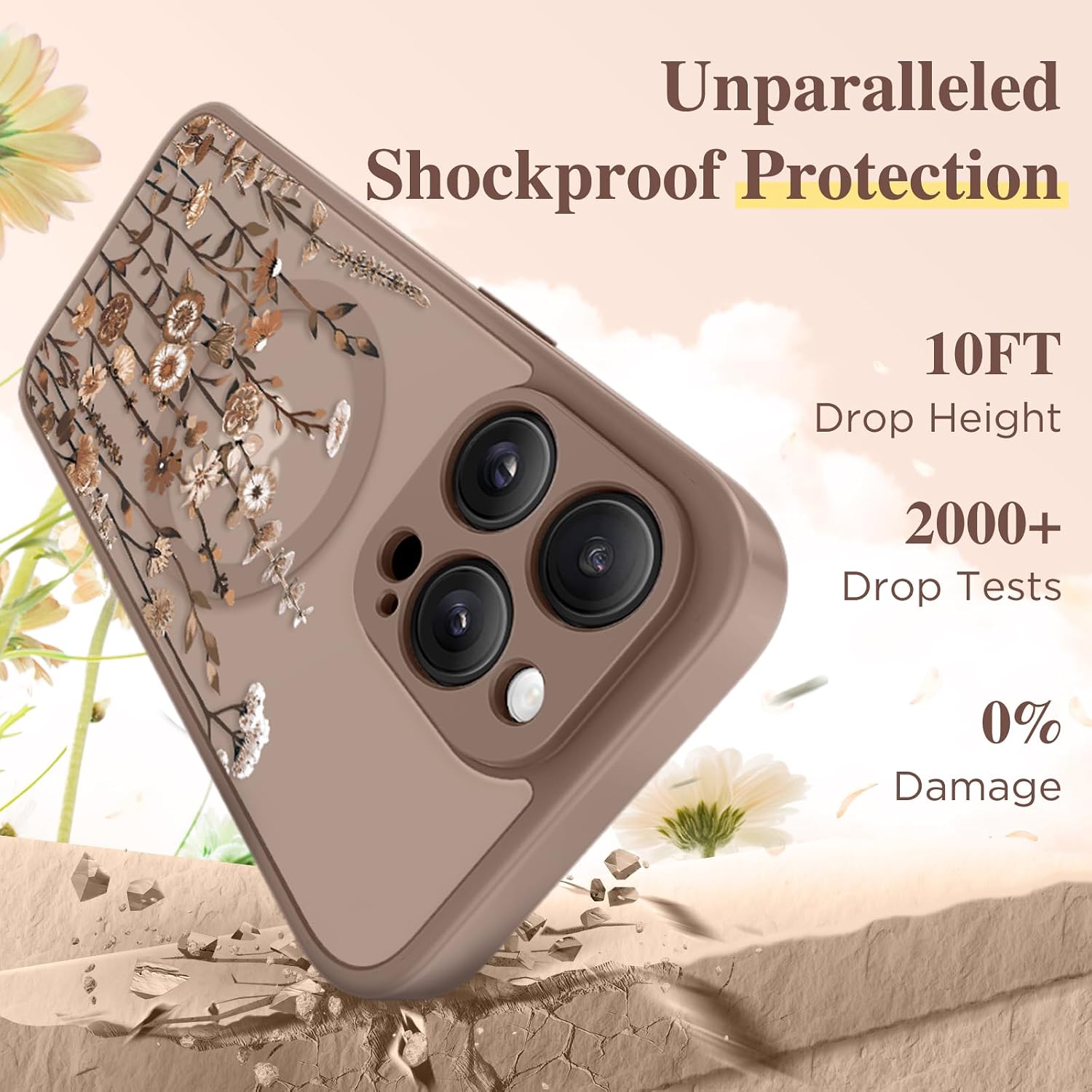 Thumbnail 6 de GVIEWIN iPhone 15 Pro Max Case with MagSafe — Floratopia Floral Translucent, Screen Protector & Full Camera Protection