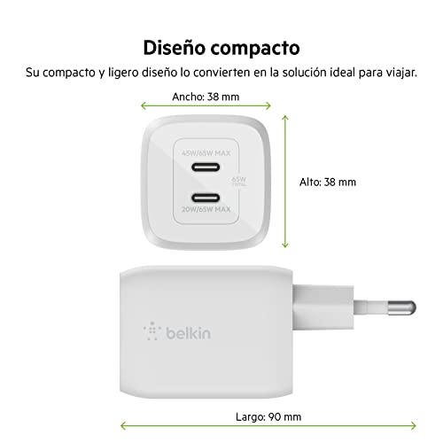 Thumbnail 4 de Belkin Cargador Doble USB-C 65W GaN ⚡ para iPhone y MacBook