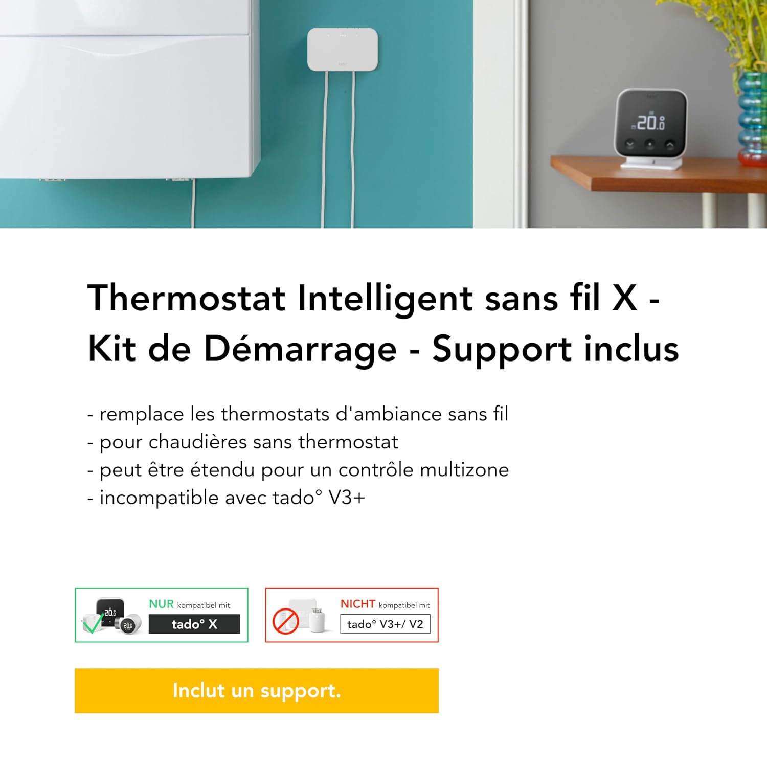 Detalle de tado° Thermostat X connecté sans fil, kit thermostat 1️⃣