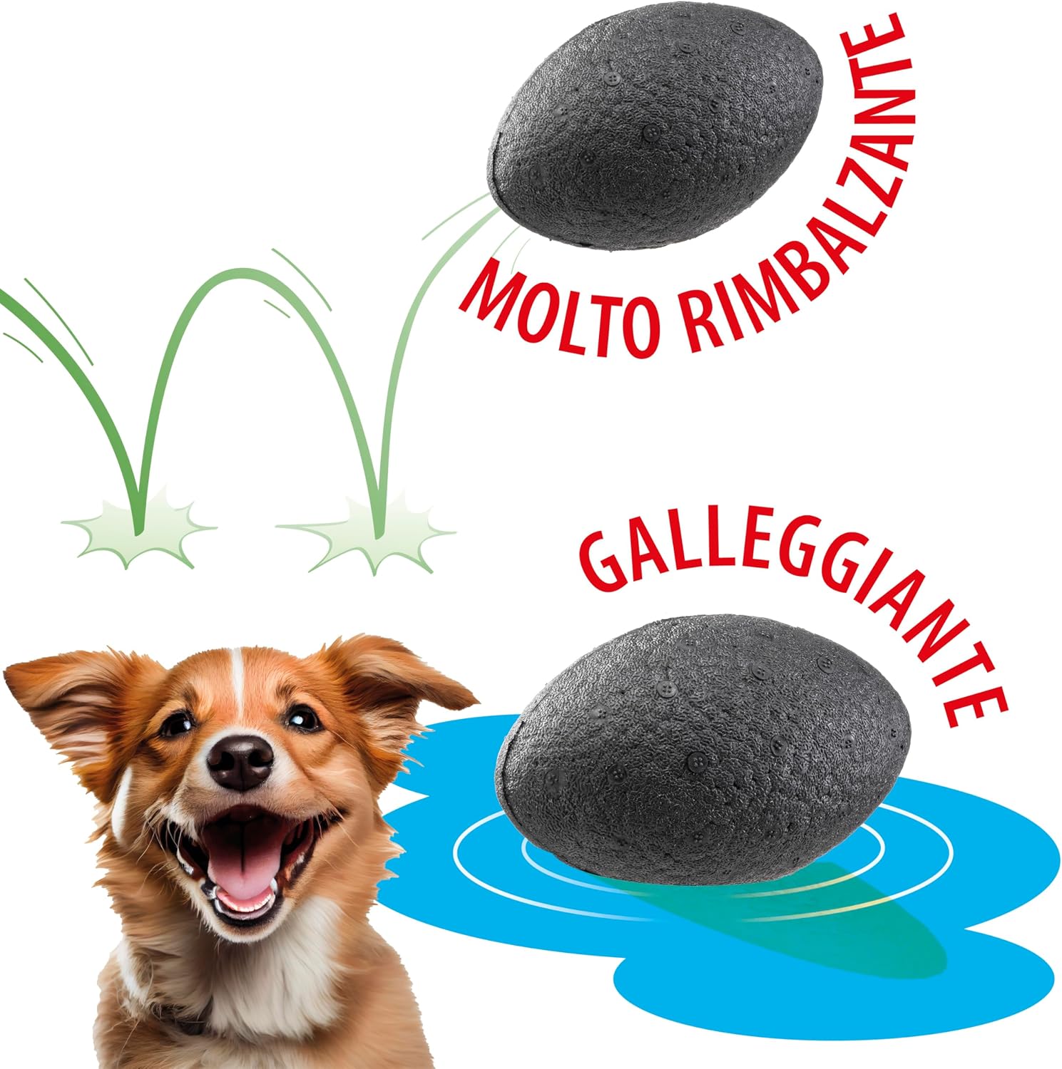 Detalle de Ferplast CHEWA BOING RUGBY pallina per cani grandi, rimbalza e galleggia (nero)