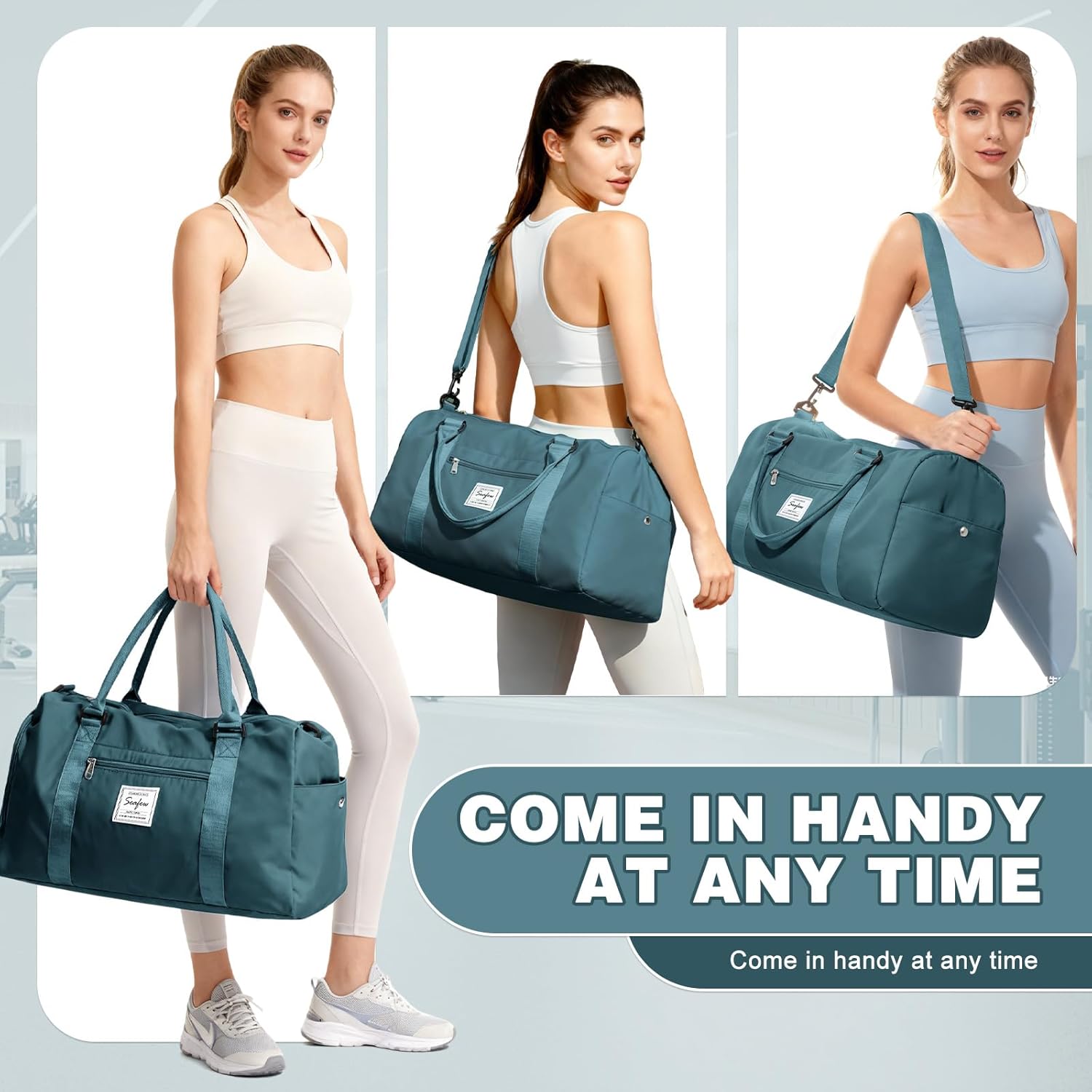 Thumbnail 6 de WEPLAN Sport-Duffelbag mit Schuhfach & Nassfach (A7 Pfauenblau) – Sporttasche für Gym, Training & Reise