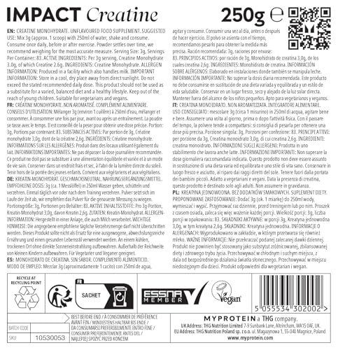 Thumbnail 6 de Myprotein Impact Creatine Monohydrate Powder 250 g – Micronised, Unflavoured