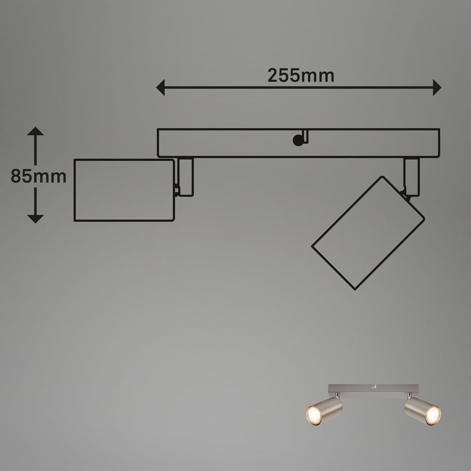 Detalle de BRILONER Plafonnier Pivotant GU10 Max 9W – Nickel Mat
