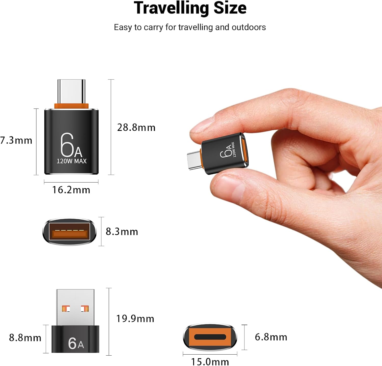 Detalle de 10-Pack USB-C to USB Adapter (USB 3.1) & USB-C Charger Cable Adapters, 10Gbps/120W