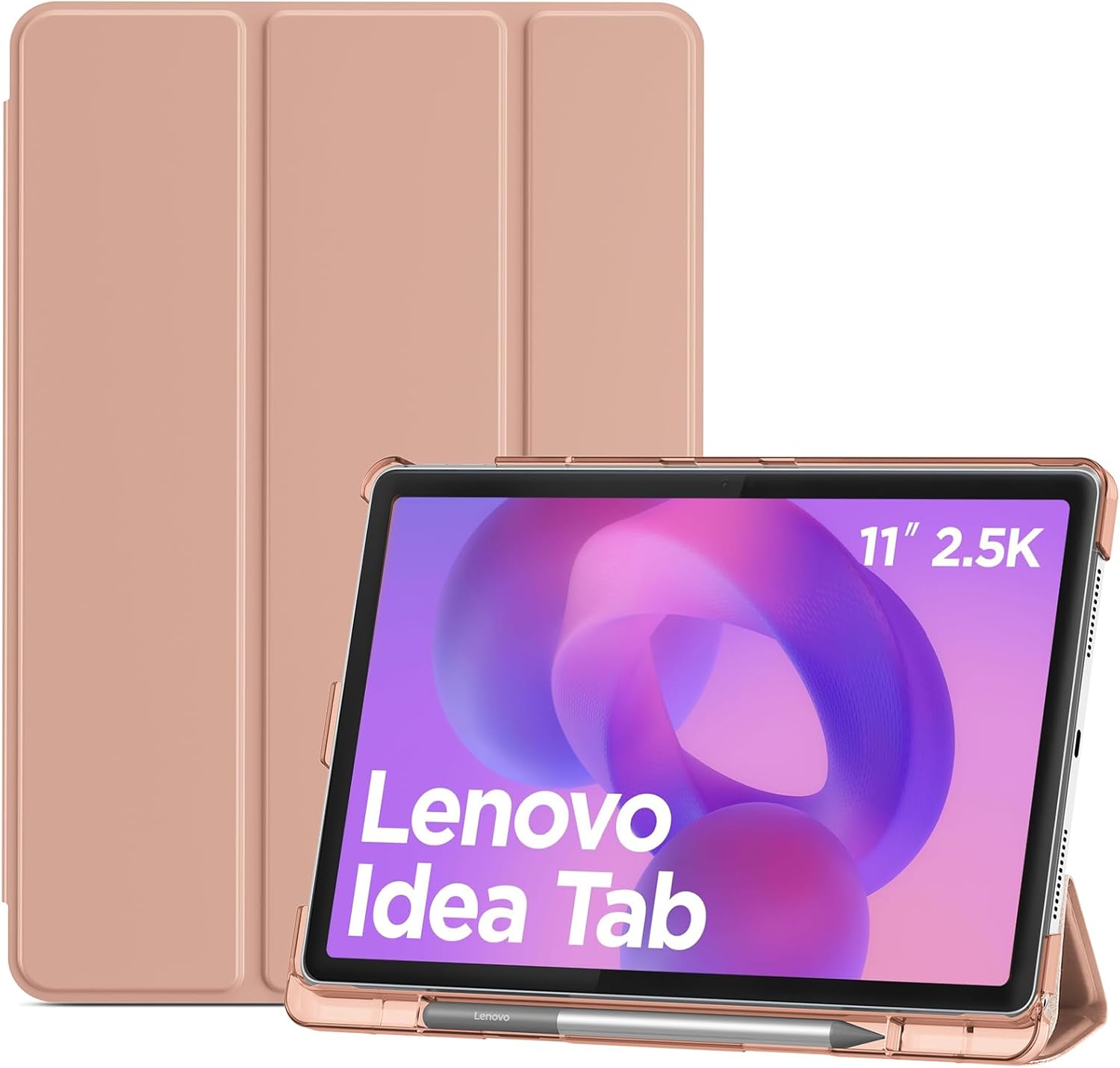 Detalle de ProCase Folio Case for Lenovo Idea Tab 11" 2025 (K11 Gen 2) with Pen Holder – Translucent Rose Gold