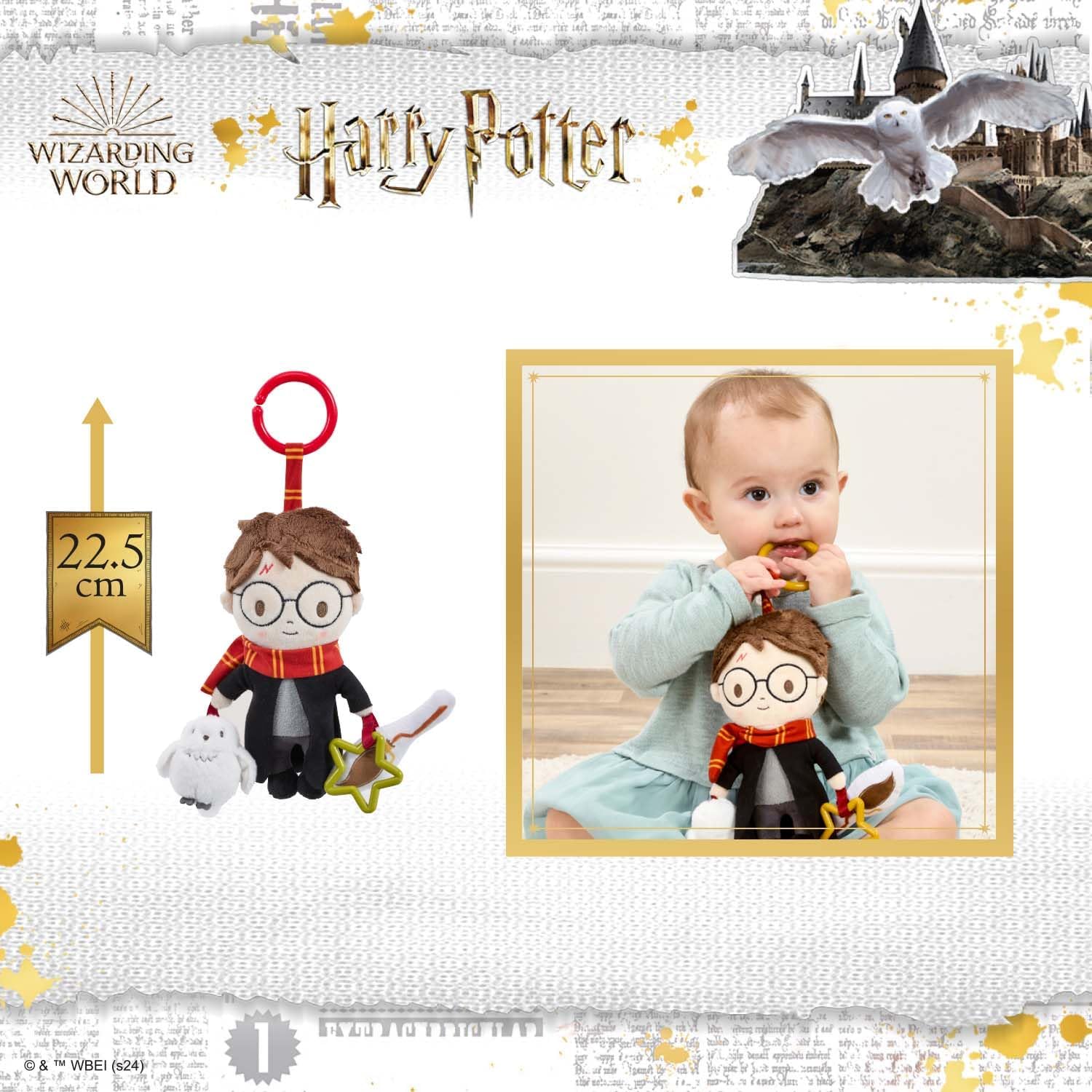Thumbnail 1 de Harry Potter On the Go Activity Toy (clip-on pram & pushchair newborn toy) – crinkle broomstick & squeaky owl