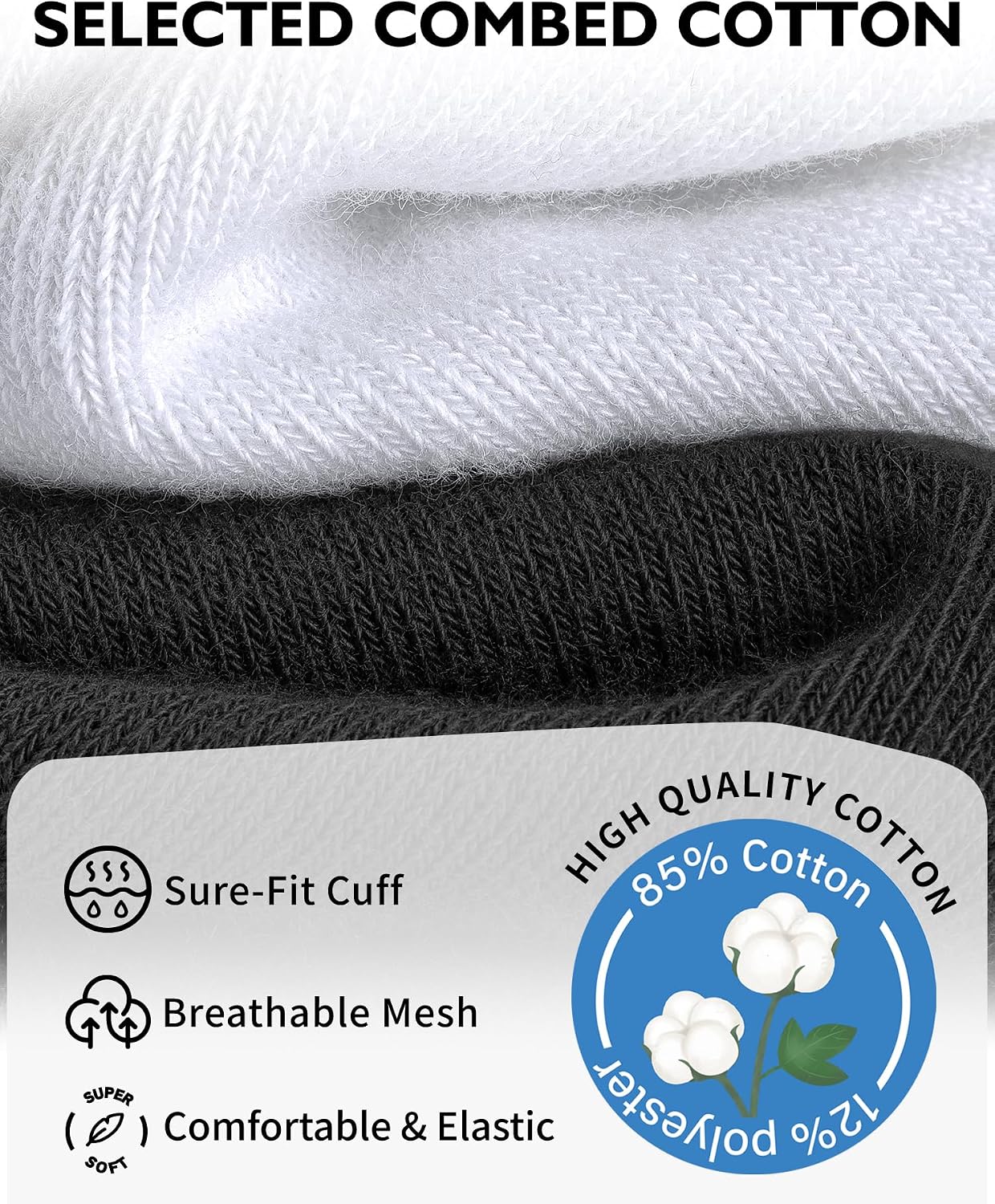 Detalle de CLOSEMATE 5/10 Pairs Ankle Socks in breathable cotton blend (men & women) – non-slip low cut for trainers