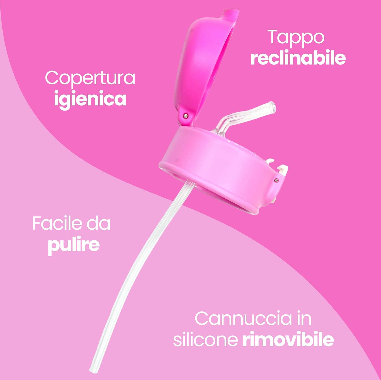 Detalle de Cartomania borraccia termica chill & refill 460 ml con cannuccia anti-rovescio, tema gattino rosa