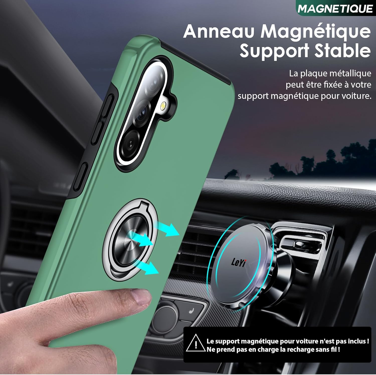 Thumbnail 5 de Coque LeYi pour Samsung Galaxy A56/A56 avec verre trempé dual et anneau invisible – protection renforcée