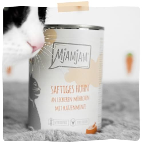 Detalle 2 de MjAMjAM Premium Nassfutter für Katzen – saftiges Huhn mit Möhrchen, 6x200 g, getreidefrei