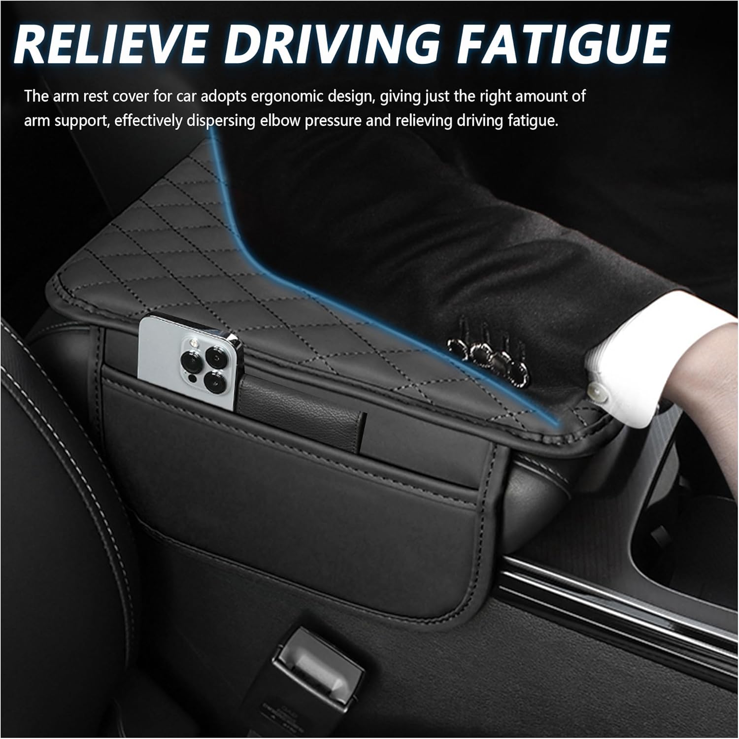 Thumbnail 3 de Upgraded Car Center Console Cover microfiber armrest with 2 pockets