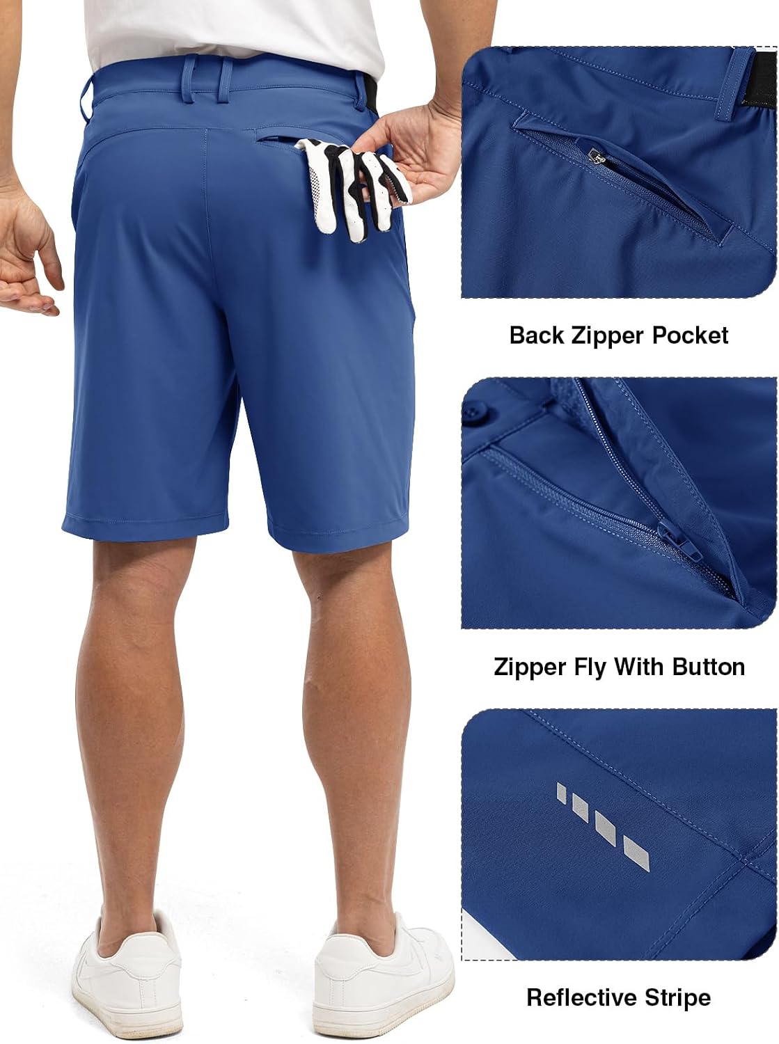 Detalle de TBMPOY Men's 9" Stretch Quick-Dry Golf Shorts: Lightweight, Breathable Short for Work, Travel, and Casual Dress
