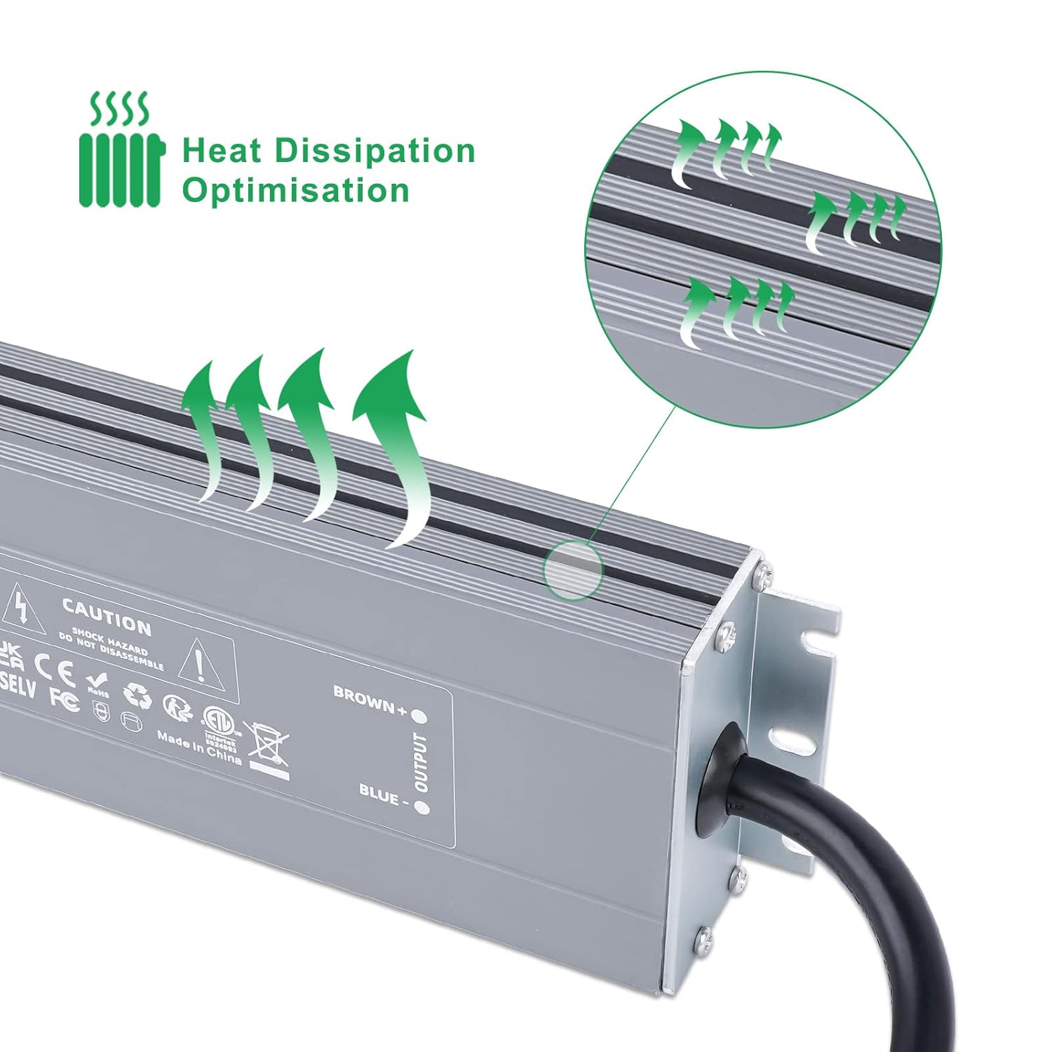 Detalle de REYLAX LED Driver 24V 150W IP67 Outdoor Transformer for Garden Lighting