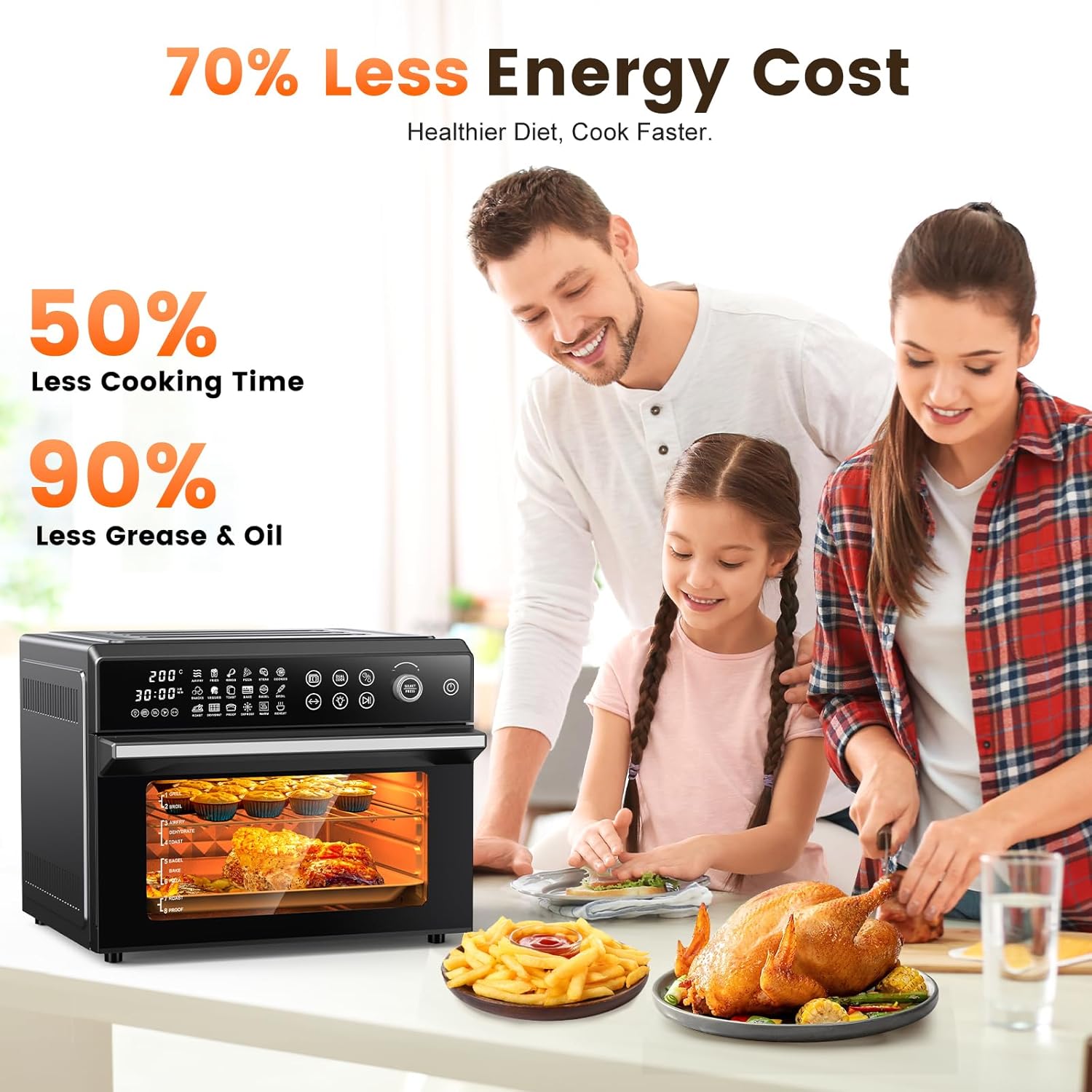 Thumbnail 5 de 30L Air Fryer Oven with 18 in 1 Presets and Dual-Cook Function